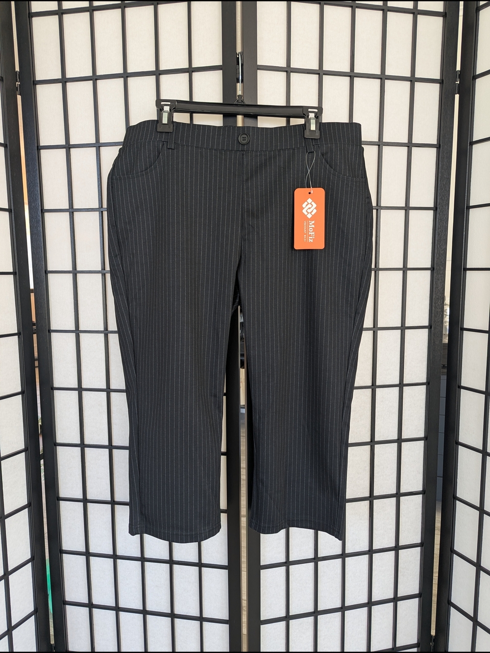 Pinstripe Black Cropped Dress Pants with Tag